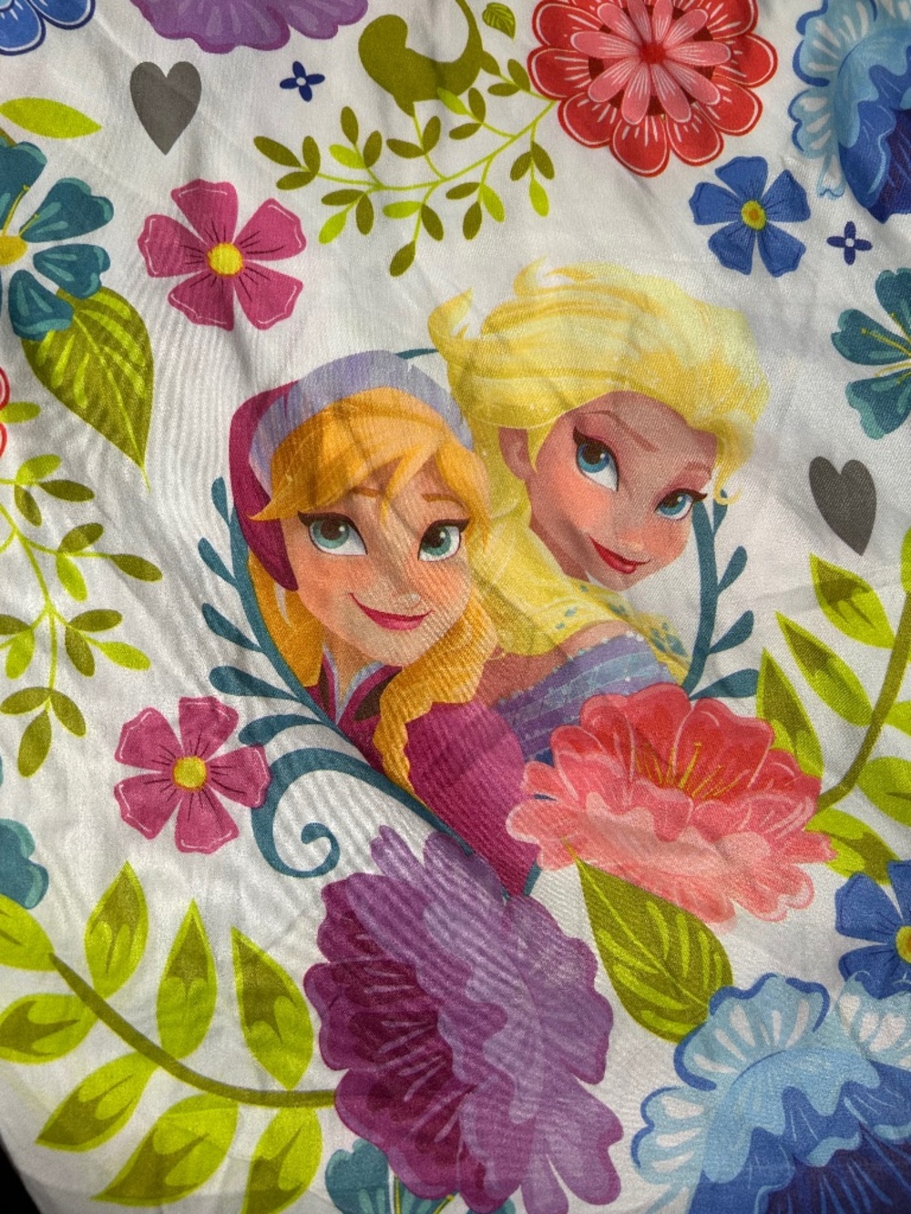 Disney Frozen Floral Breeze Twin Flat Sheet Anna Elsa Pink Purple